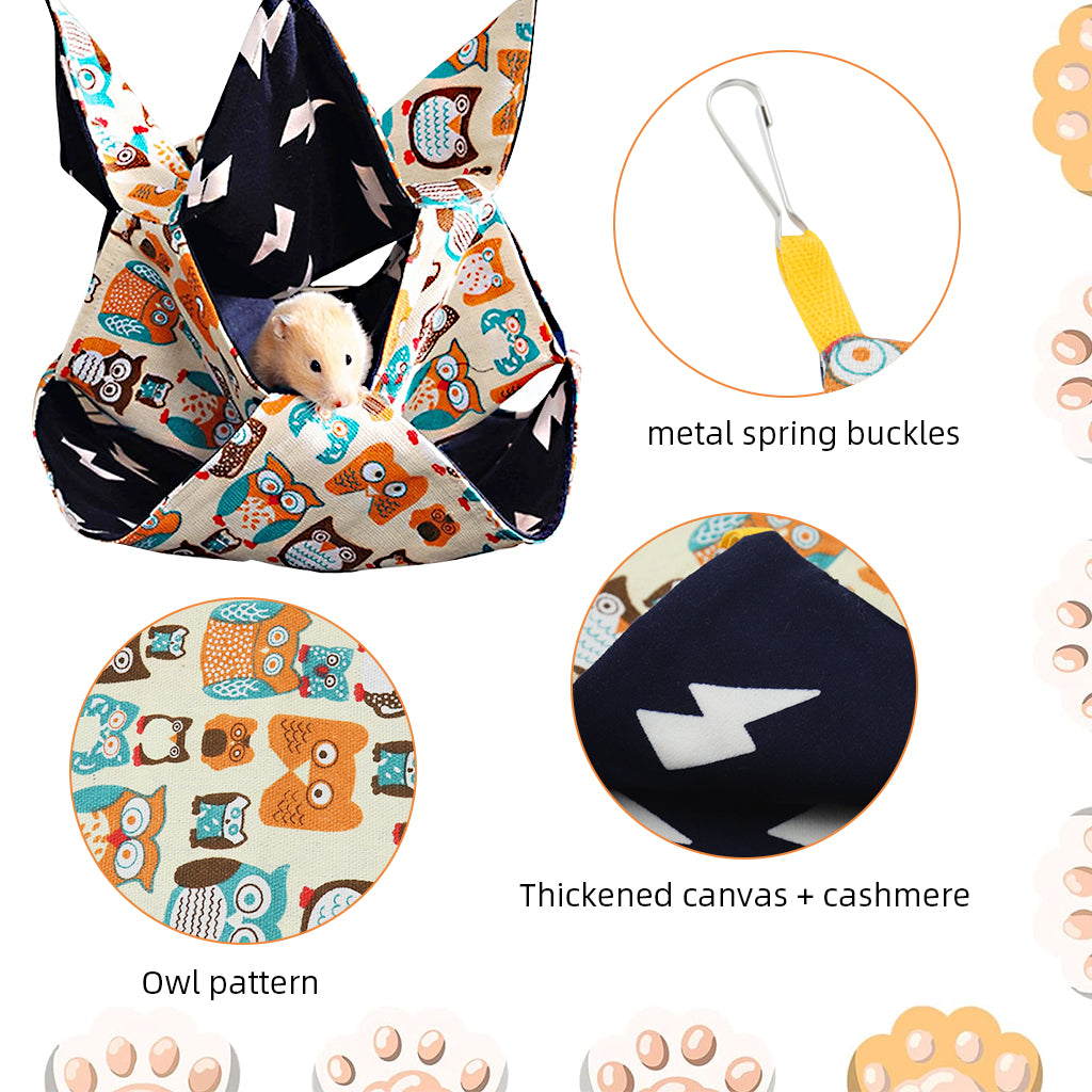 Qpets Hamsters Hammock for Cage Saggy Hammock Cartoon Print Cotton 3-Layer Hamsters for Hiding, Resting Sleeping Hammock for Guinea Pig, Dwarf Hamster Qpets Hamsters Hammock for Cage Saggy Hammock Cartoon Print Cotton 3-Layer Hamsters for Hiding, Resting Sleeping Hammock for Guinea Pig, Dwarf Hamster